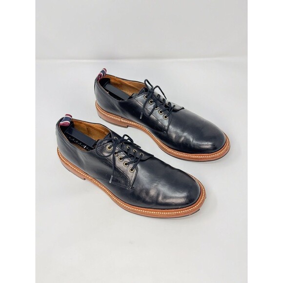 J Crew Mens Shoes Black Oar Stripe Italian Leather Derby Lace Up Formal US 8 - Picture 2 of 14